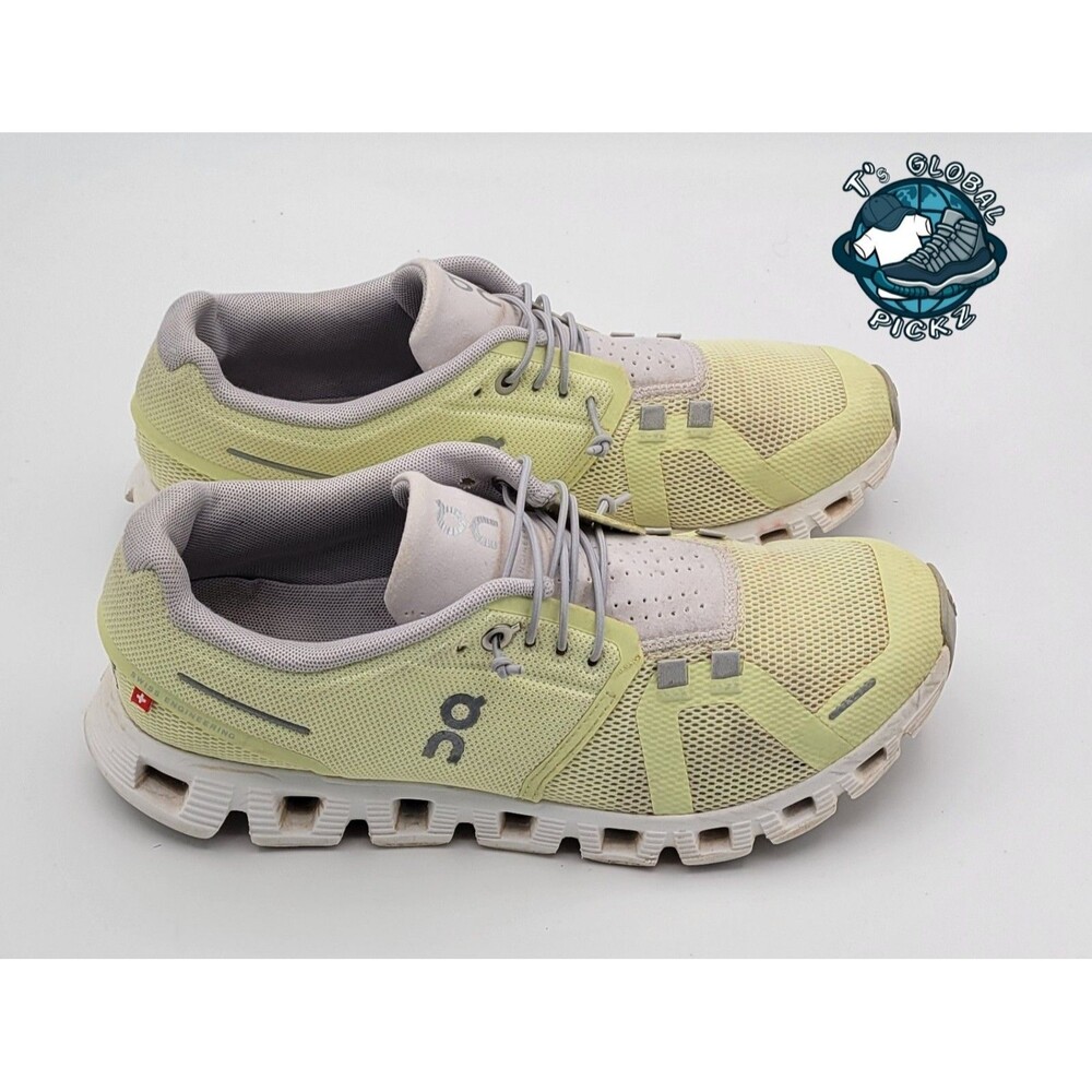 On Cloud 5 Hay Frost Yellow Mesh Running Walking Shoes Womens Size 8 - Picture 2 of 10